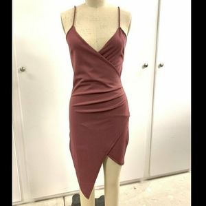 Sexy asymmetrical mauve wrap dress 🤎